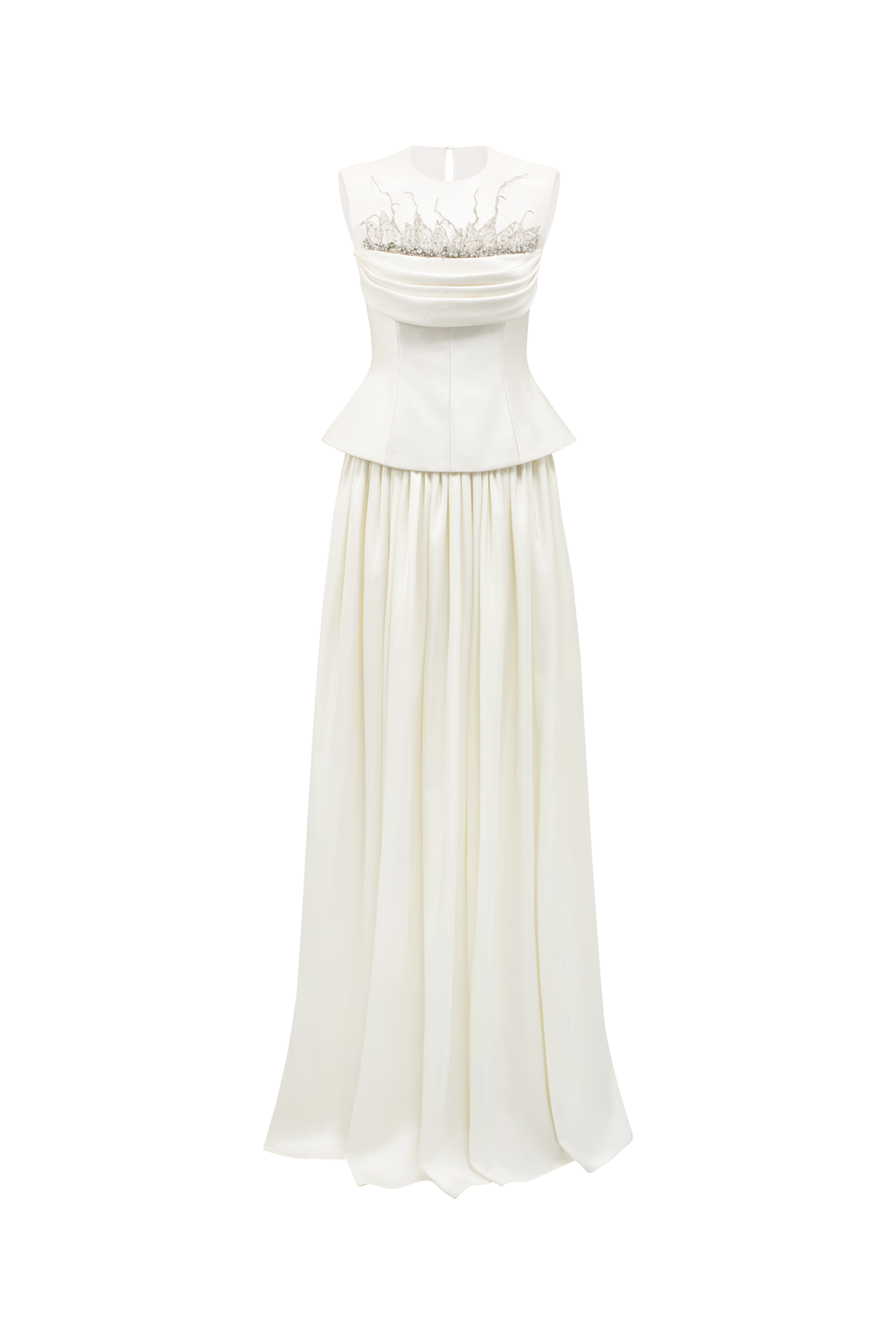 Curved Draped Chest Top And Gathered Flowing A-line Skirt Set